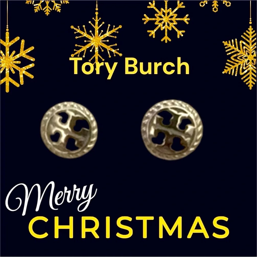 TORY BURCH LOGO earrings in silver NEW WITH TAGS $98 MSRP